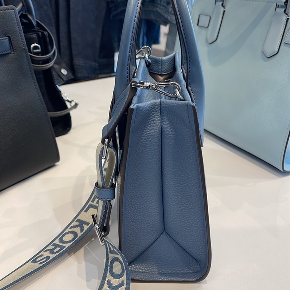 Michael Kors Mirella Small Pebbled Leather Shopper Top Zip Crossbody XBODY Tote - Picture 7 of 16